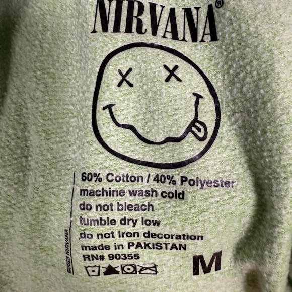 Green Nirvana crewneck sweatshirt Grunge 90's Band Vintage Graphic - Picture 2 of 3